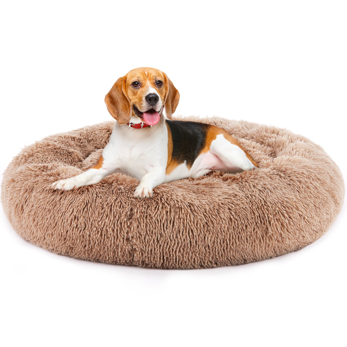 Round Fluffy Plush Faux Fur Bed