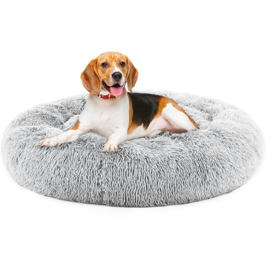 Round Fluffy Plush Faux Fur Bed
