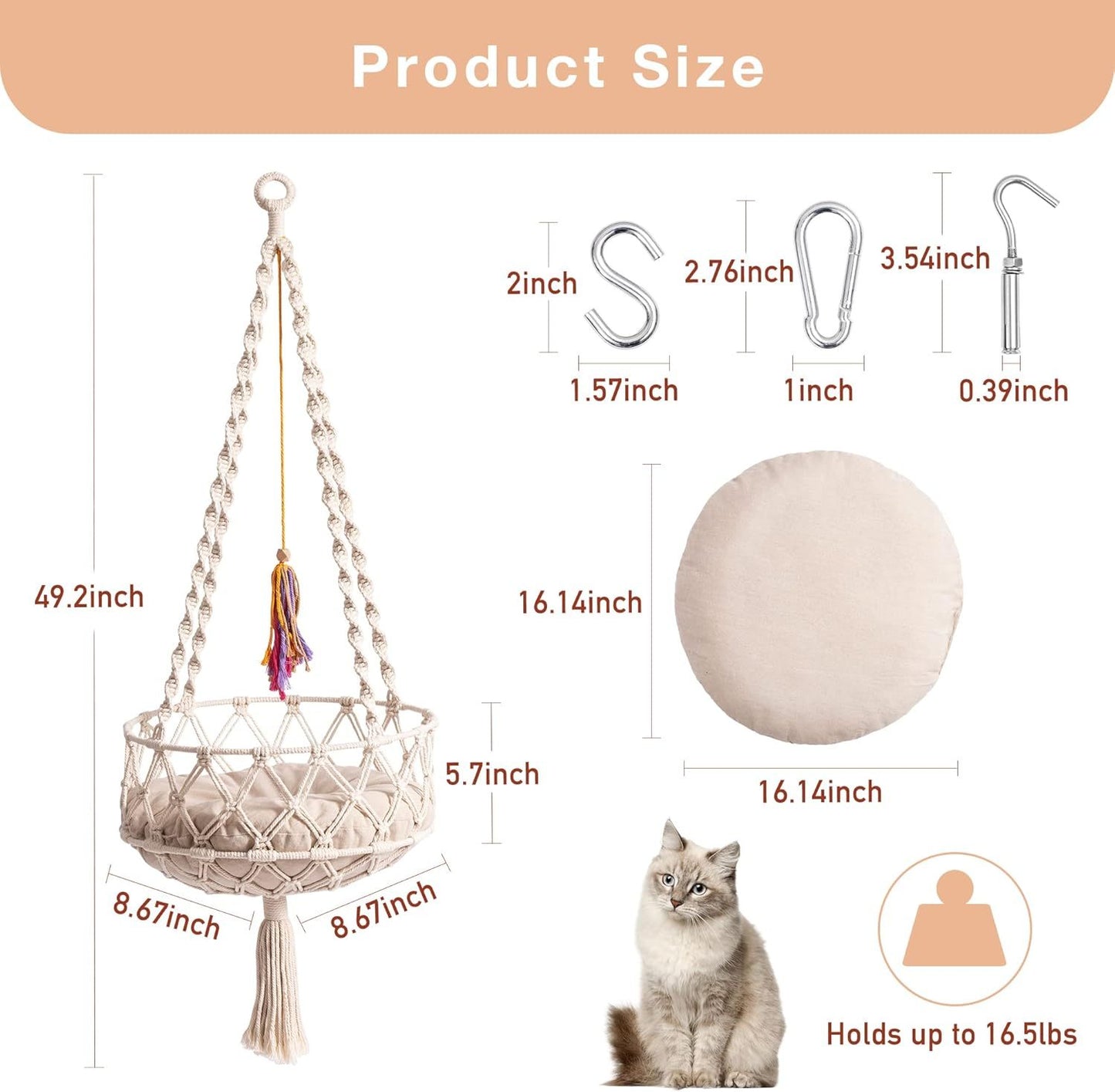 Boho Macrame Cat Swing