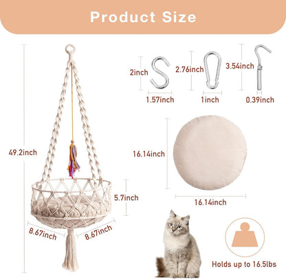 Boho Macrame Cat Swing